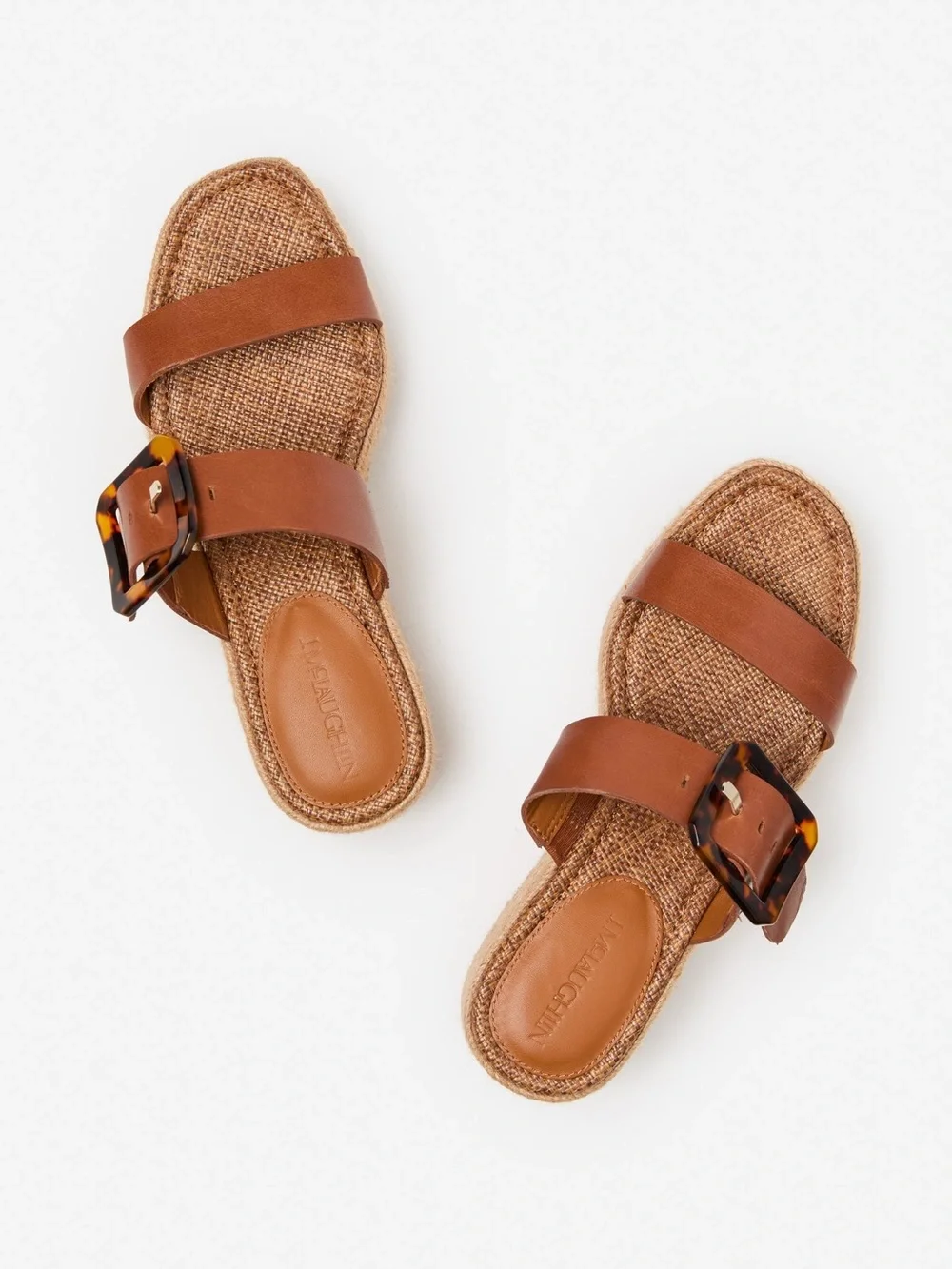 J.McLaughlin Fleur Wedges New NWOB Leather Tortoise Buckle Sandals 8.5
